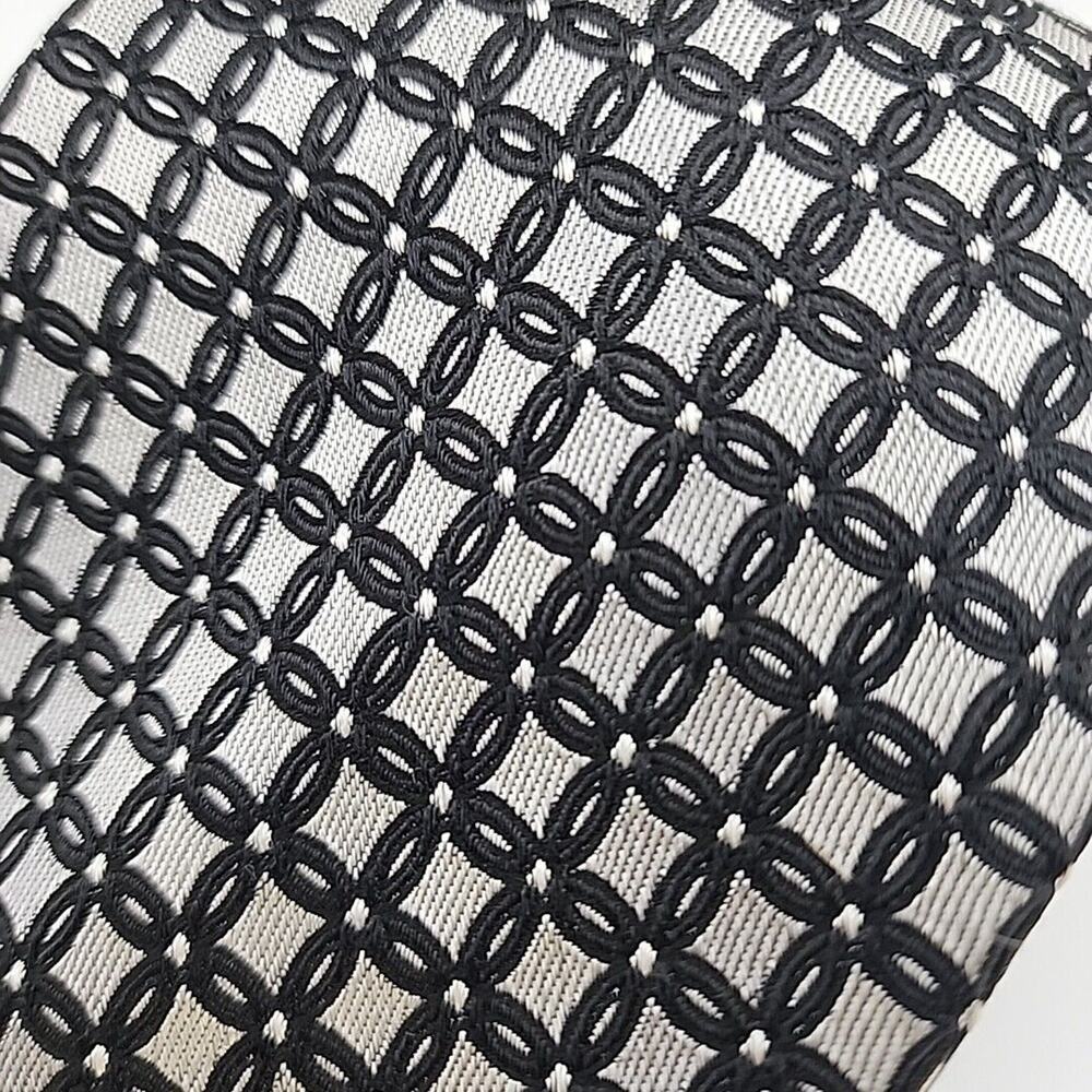 Pierre Cardin Silk Necktie Black and Silver Geometric - Like New - Picture 4 of 4